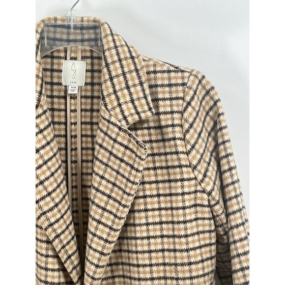 Joie Long Line Plaid Open Shacket Blazer Brown Sz Medium - Picture 3 of 6